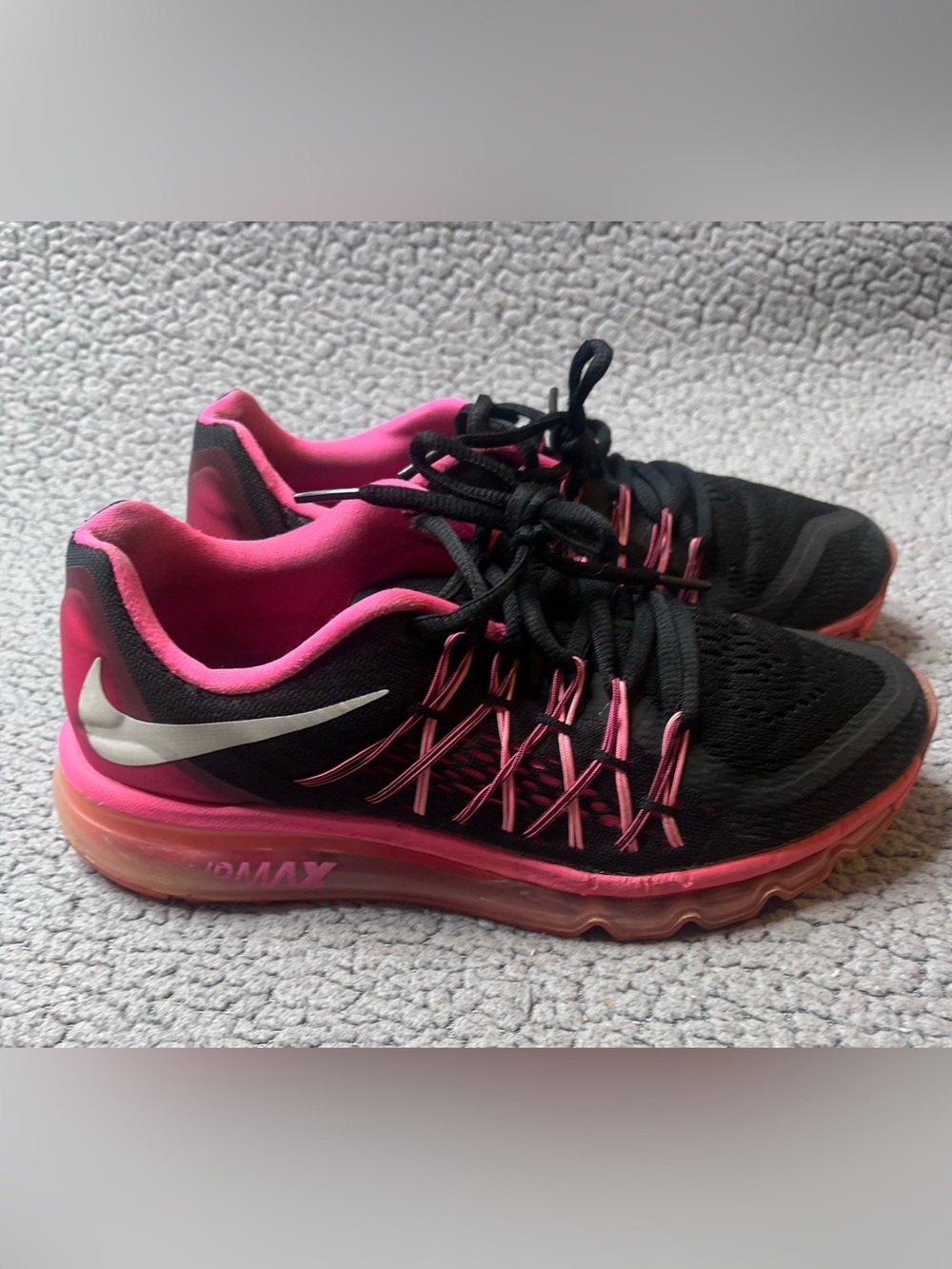 Nike Air Max Black And Pink Youth Size 6.5Y Lace Up Sneakers 705458-002